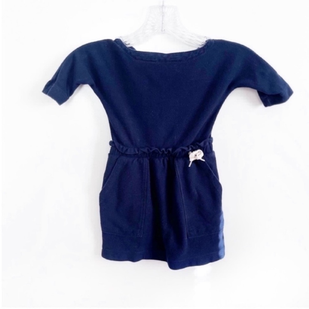 Crewcuts dress navy blue canvas twill elasticized waist ruffle preppy
